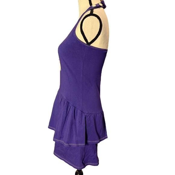 NOS Ketch the Spirit TCU Game Day Dress Womens Purple White Halter Tiered Sz S - Picture 2 of 11